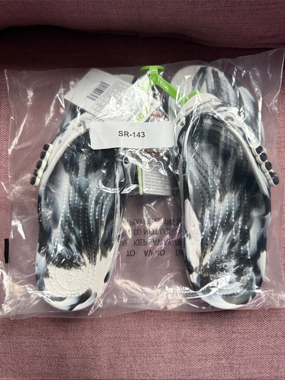 CROCS Tie-Dye Black and White Classic Sandals